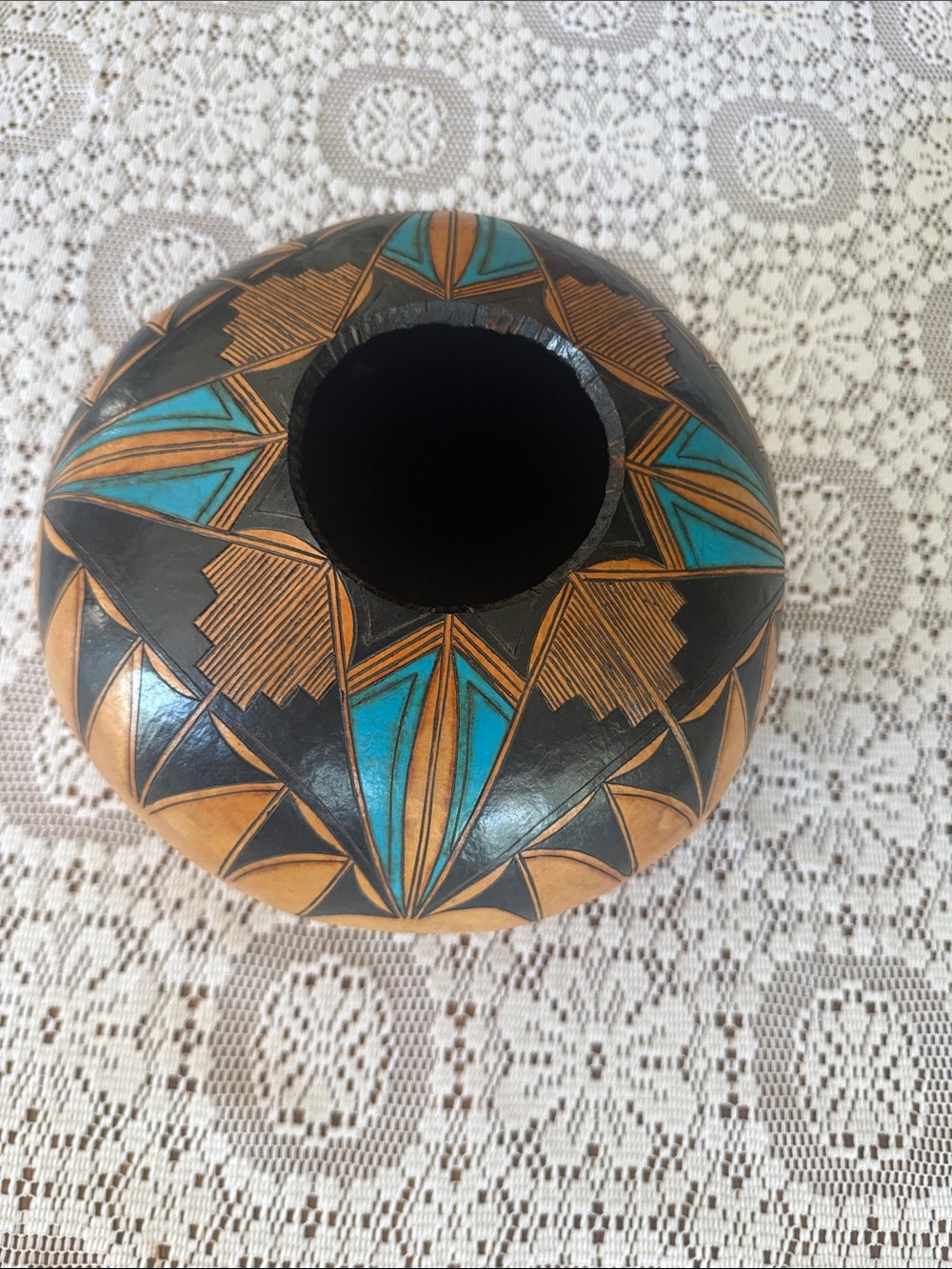 Isleta Pueblo. "MLET” Gourd Pot Art